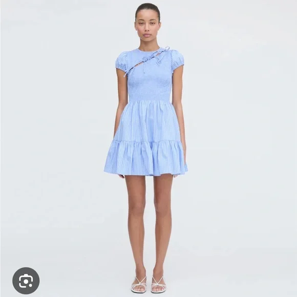 Hill House Home Women's The GIA Mini Nap Dress - Blue Stripe - Size Large